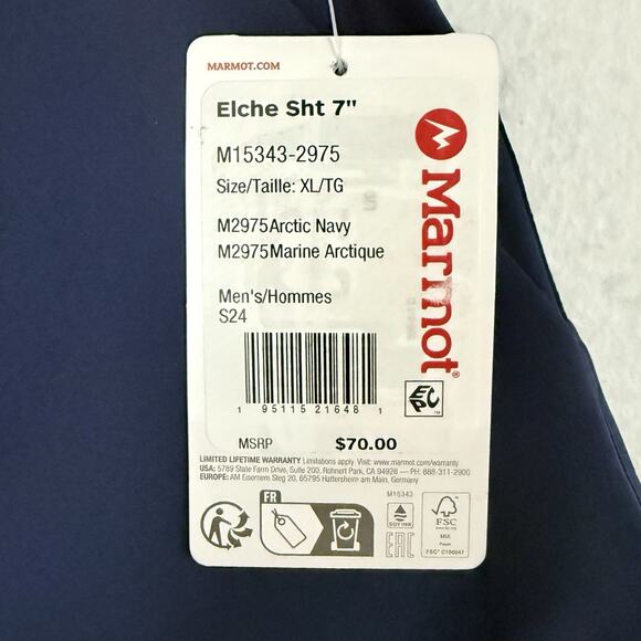 Marmot Mens Elche Shorts XL Blue 7" Inseam UPF 50 Gorpcore $70 NWT - Picture 13 of 14